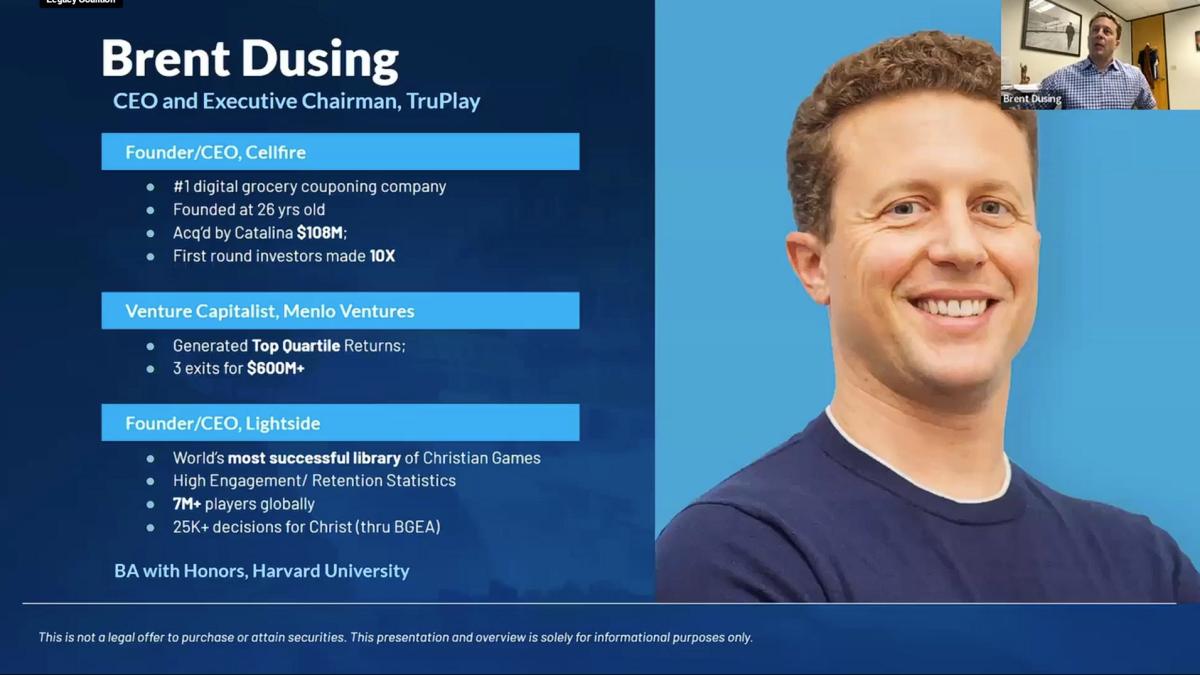 Brent Dusing — founder of TruPlay, a faith-based games and media platform built on biblical truth